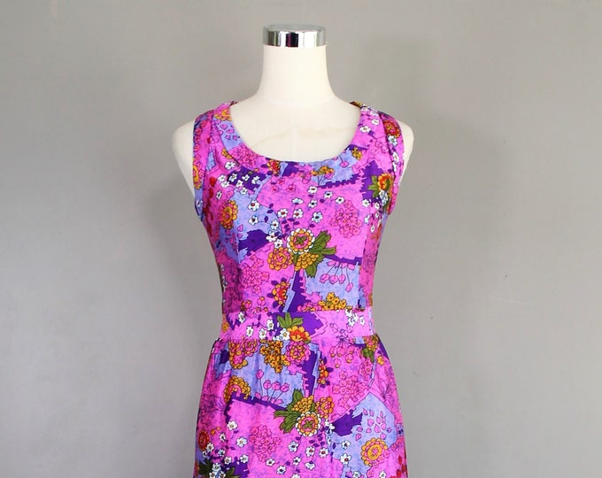 Lip Sync Pro 1970's Neon Orchid Floral Print Maxi - Etsy