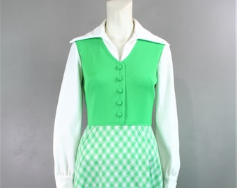 Virtual BFF - 1970's Hostess Dress - Mod Maxi - Estimated size 4/5 Small - Color Blocked