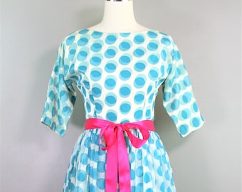 Double Vision - 1950's - Organza - Polka-dot - Pin Up Party Dress - Bombshell - Estimated size S 4/6