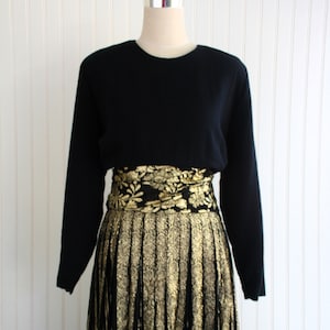 GOLD - Circa 1980&#39;s  - Gold Lame - Cocktail Gown - Formal Party Dress - by Elgene Alexander - Marked size 14
