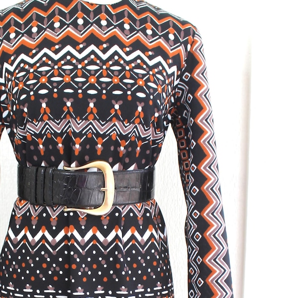 1970s - Mod - Mid Century - Op Art Sheath - by Nelly Don - Estimated size L