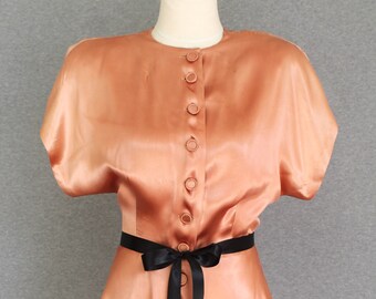 1930-40s - Blouse - Tunic - Top - Warm Peach  -  Estimated size M