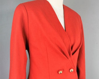 1980-90's, Orange,  Wool Blazer - Estimated size M