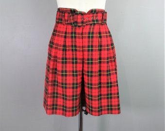 Plaid About You - Circa 1980-90's - High-waisted Shorts - Marked size 4 - by The Limited
