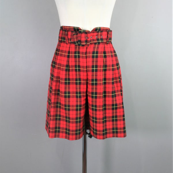 Plaid About You - Circa 1980-90's - High-waisted Shorts - Marked size 4 - by The Limited