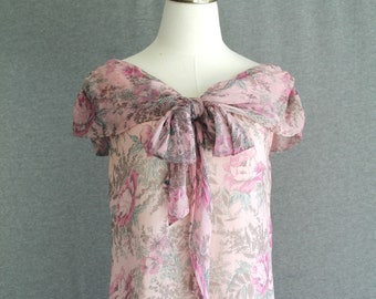 Silk - 1990's does the 20's - Dusty Rose - Cottagecore - Party Dress - Estimated size M