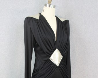 1970s - Futuristic -  Black Cocktail Dress -  Cocoon - Disco - Sleek/Sexy - by Jalm- Estimated size 4/6