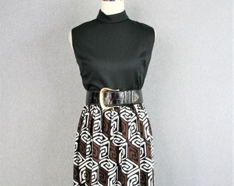 1970s - Mid Century Mod - Hostess Dress - Party Dress - Maxi - Op Art - Estimated L