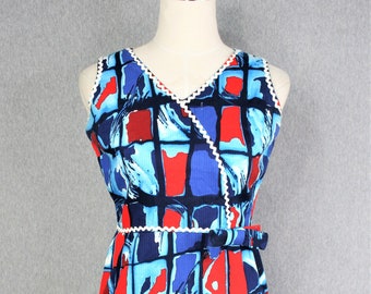 1960-70s - Mod - Op Art - Sundress - Estimated size M 8-10