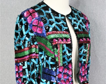Joan Leslie - Circa 1980-90s - Cropped - Cocktail Jacket - Marked size M