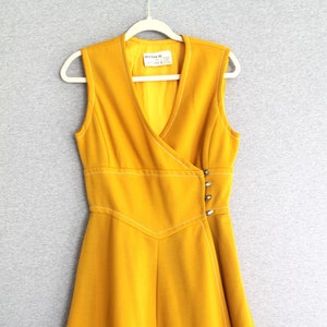 1970s Hold the Mustard Wool Knit Wrap Dress by Morton Myles Marked size 12 image 1