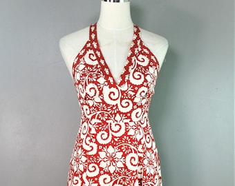 Lanz- Rusty Red - 1970-80 -  Cotton - Halter - Estimated size S