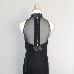 1990 Sexy Black Cocktail Dress Sheer Back Bow Marked size 8 by Donna Ricco image 1