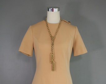 1970s, "Simple Yet Effective" - Circa 1970s - Warm Caramel - Color Blocked Mod - Day Dress by Mr Jack - Estimated size S 4/6