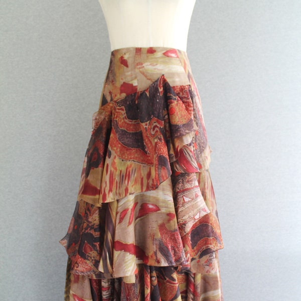 Christian Lacroix - Designer Skirt -  Tiered - Scarf - Asymetrical - Maxi Skirt - Estimated size 8/10