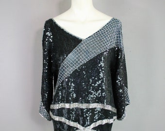 Beaded Tunic - Beaded/Sequin top  - Black sparkle top - Sequins - Beaded - Cocktail Club Top - by St Martin - Sparkle - Trophy