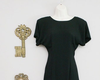 1980s-1990s Black Cocktail Dress by Miss Ashlee- Backless- Bow- Size 4