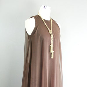 1970s Brown Chiffon Evening Gown by Coco of California Formal, Black Tie Party Dress image 1