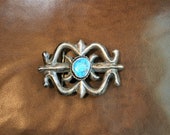 Turquoise - Sand Cast - Silver Belt buckle - Native American - Southwestern - Signed