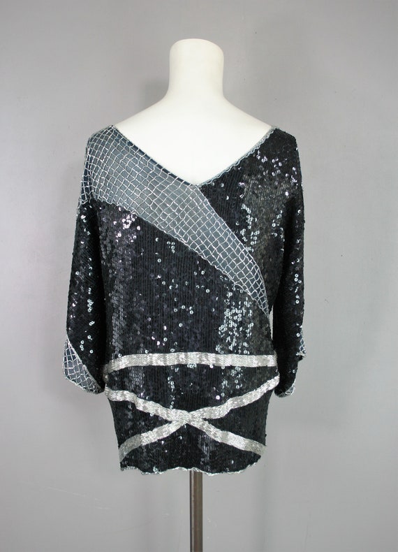 Beaded Tunic - Beaded/Sequin top  - Black sparkle… - image 2