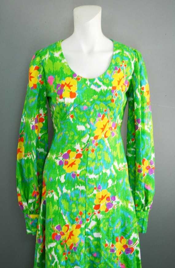 1970's - Mod Maxi - Mod Mini -  Lime Green - Abst… - image 1