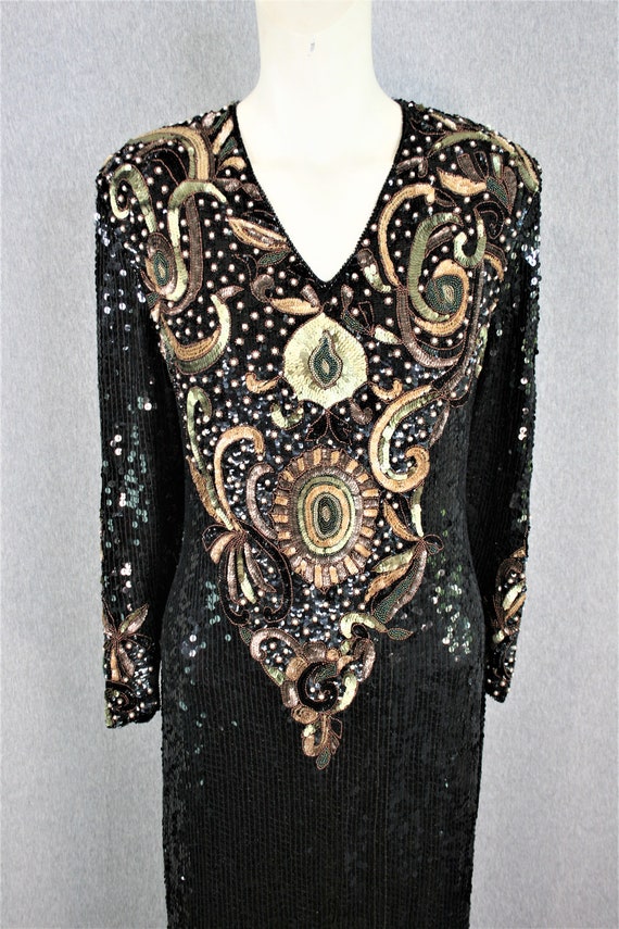 1990s - Sequin/Beaded - Cocktail Gown - Sheath - … - image 2