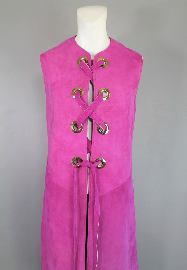 Mod Mod Orchid 1960s Leather Lace Up Vest Tunic Etsy