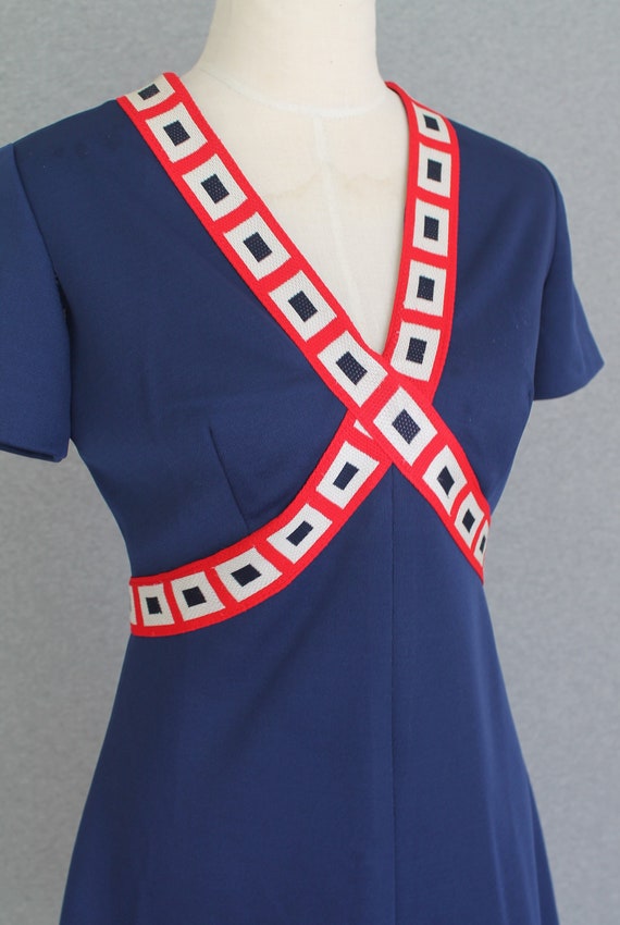 1970s - Sporty - Red/White/Blue - Polyester Knit … - image 2