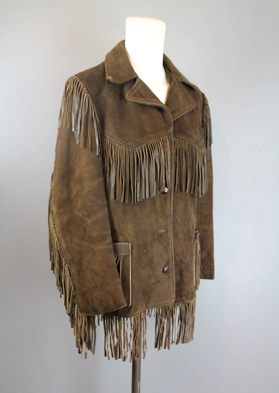 1950's Chocolate Brown Fringe Jacket - Suede Leat… - image 4