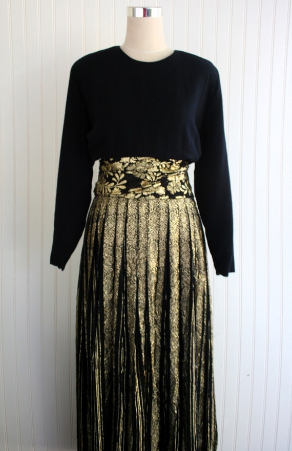 GOLD - Circa 1980's  - Gold Lame - Cocktail Gown -