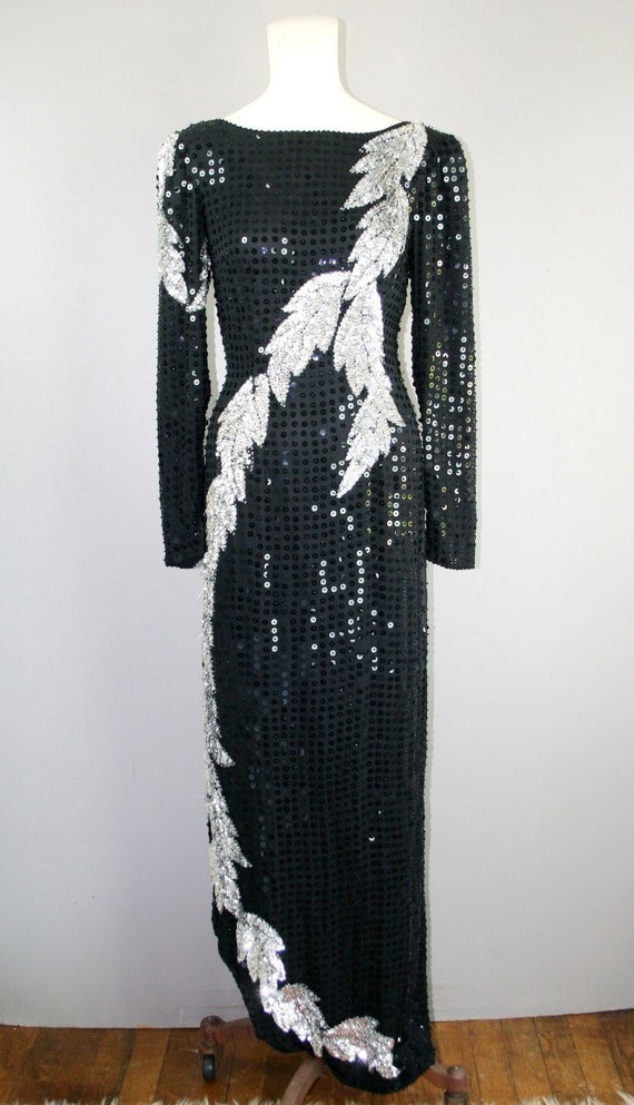 Bow Chicka Wow Wow - Black Sequined Trophy Dress -