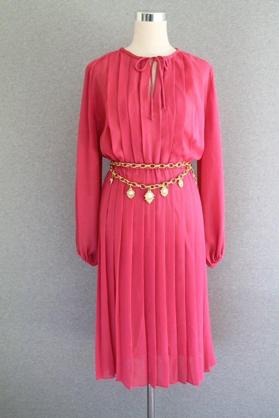 1970s - Dusty Rose - Pleated - Crepe - Elastic wai