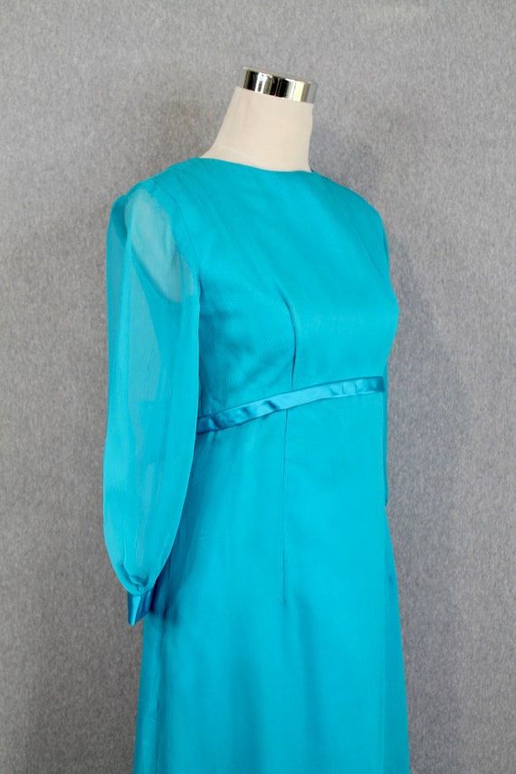 1950s, 1960s Chiffon Party Dress - Teal Blue - Bl… - image 4