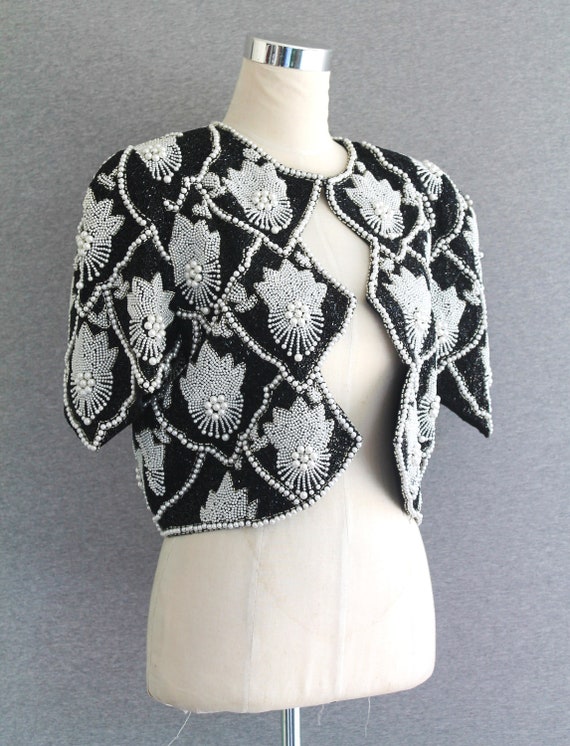 Beaded - Pearl - Bolero - Cropped Cocktail jacket… - image 1