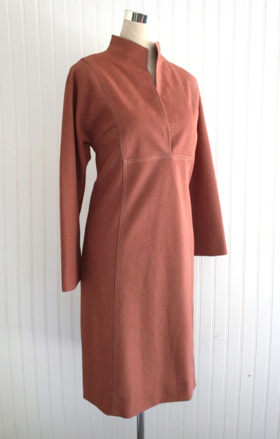 Cinnamon Latte - Modernist - 1960-70s - Sheath - by Kiva LTD