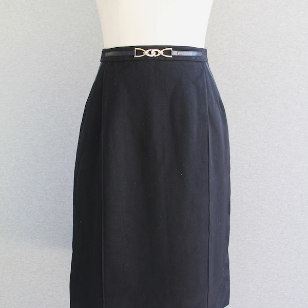 CELINE - Black - Wool Gaberdine - Lined - Skirt - 28" Waist - Marked Paris/French size 42