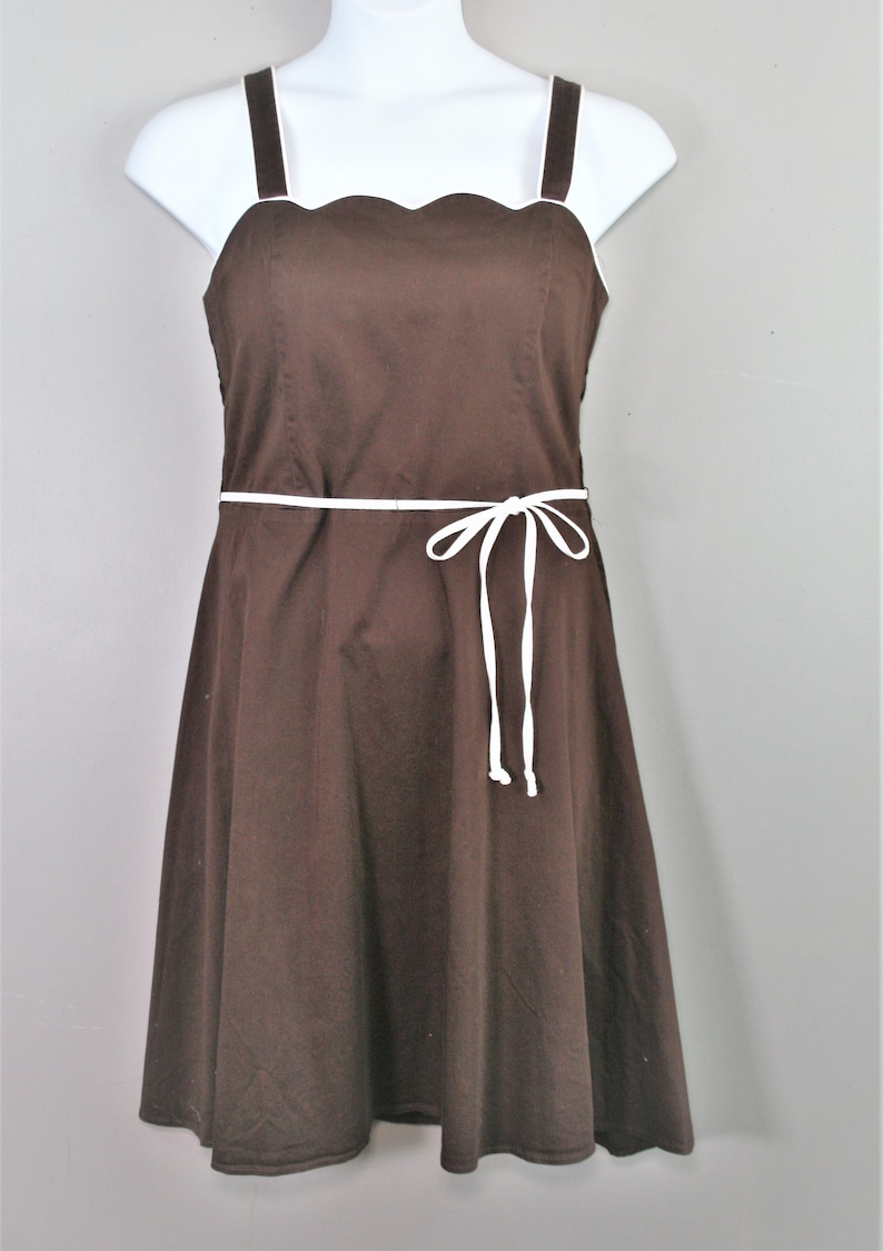 Hershey's Kiss Brown Sundress Cotton Circa 1970-80 by R&K Marked size 16 image 1