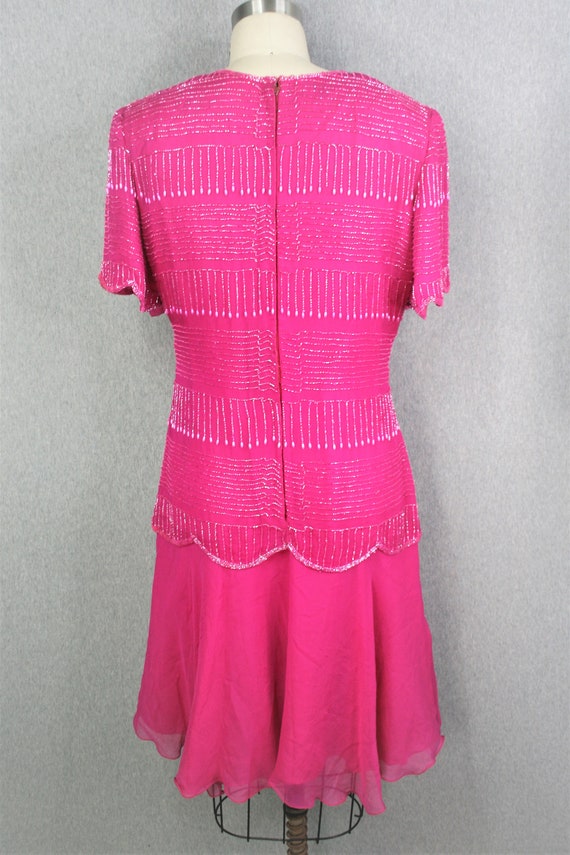 Hot Pink - Beaded Cocktail dress - Party Dress - … - image 3