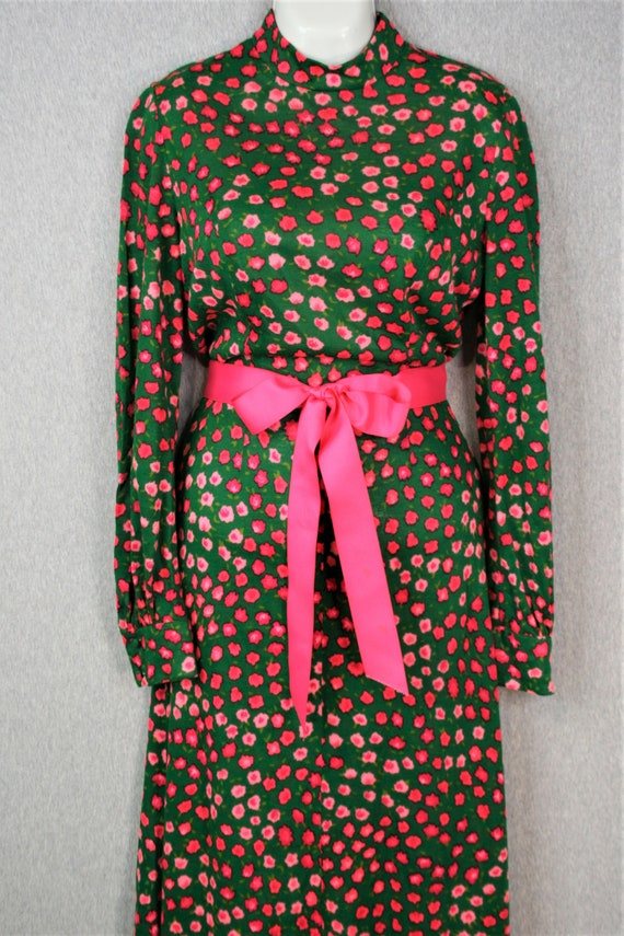 1970s - Lanz - Wool or Wool Blend Knit - Pink Flo… - image 4