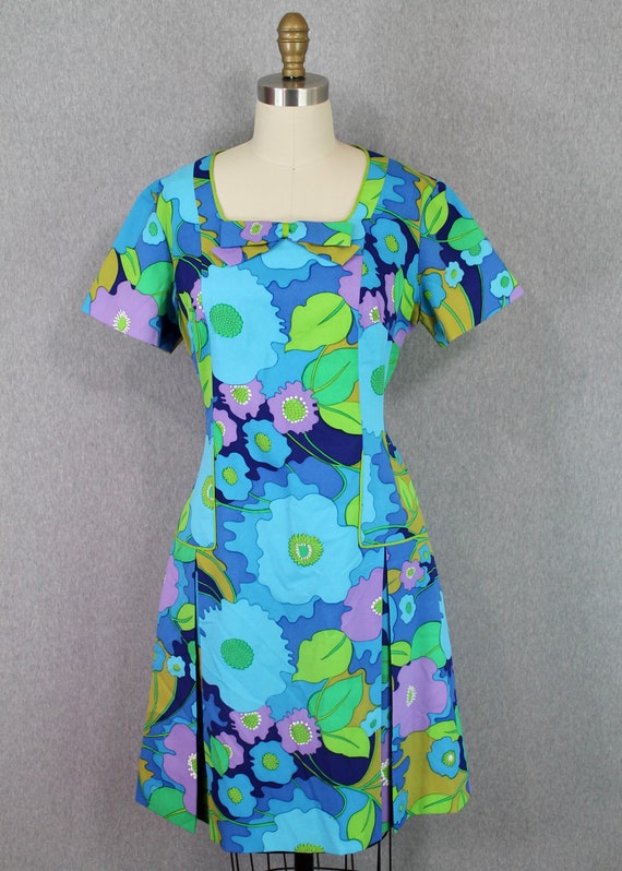 1960s-70s Mod Floral Mini Dress - Resort Wear - Retro… - Gem