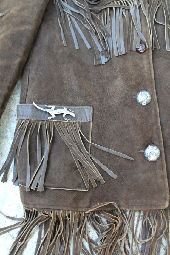 1950's Chocolate Brown Fringe Jacket - Suede Leat… - image 2