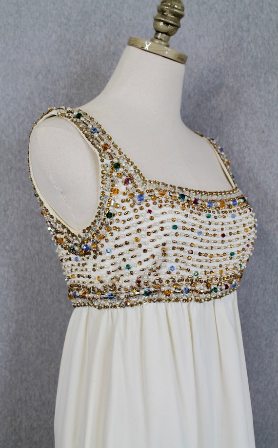 1960s DYNASTY Evening Gown - White Beaded Formal … - image 3