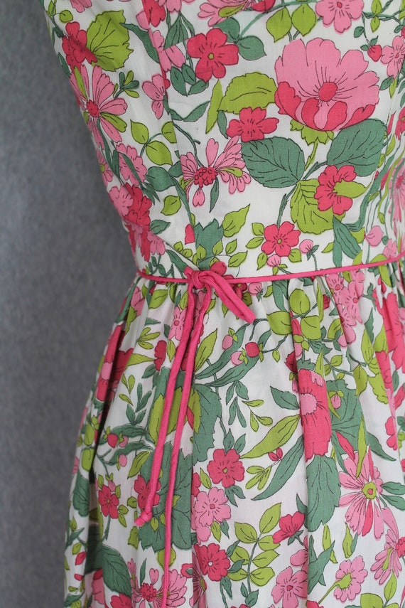 1950s-60s Pink Floral Dress - Patio Dress - Sundr… - image 4