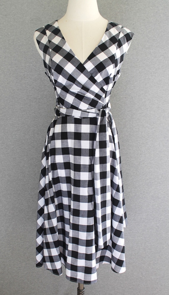 Gingham - Black and White - Fully Lined - Cotton -