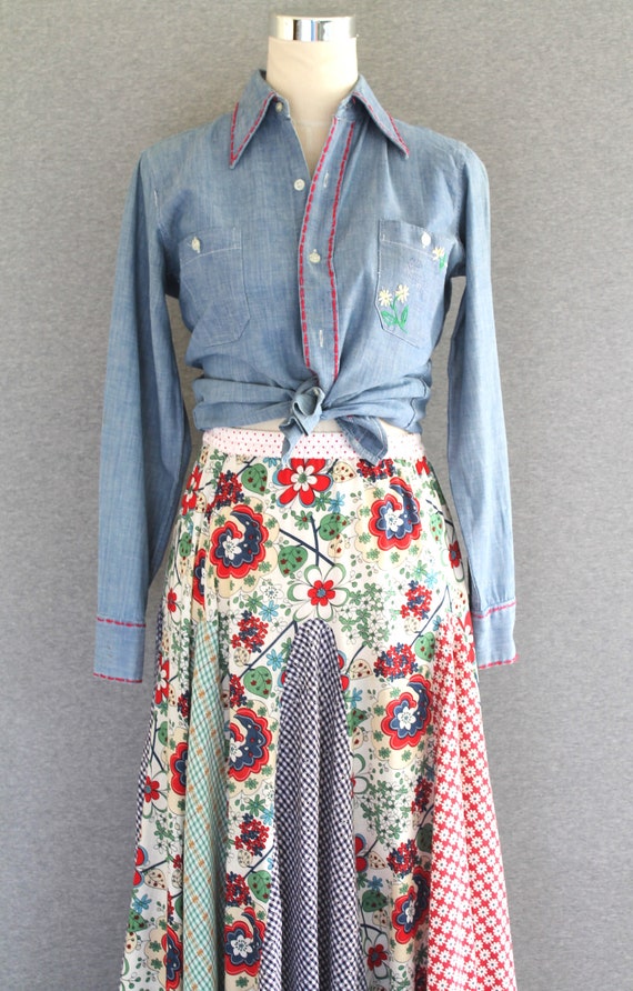 Double D Ranch -Patchwork - Circle Skirt - Maxi -… - image 1