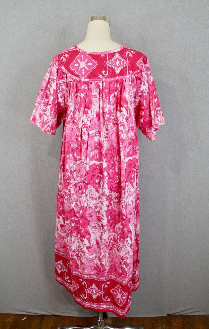 1970s 70s Hot Pink Muumuu by Loungees Beach Cover Up Floral Kaftan Resort Wear Palm Beach image 5