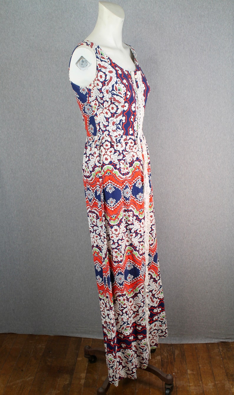 1960s 1970s Mid Century Mod Maxi Dress by A California Poppy Retro Op Art image 3