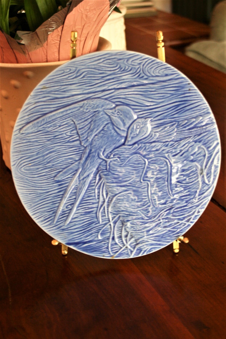 Edgecomb Potters Blue Bird Carved Porcelain Plaque Charger image 4
