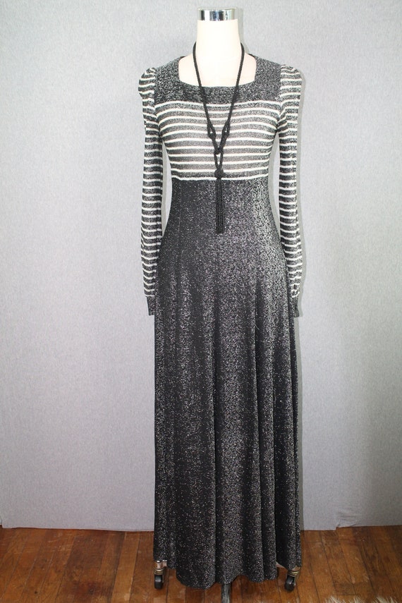 Buy 1970s, Mindy Malone, Silver Lame Knit, Maxi Dress- Glittery Metallic  Party Gown- Size XS Online in India - Etsy