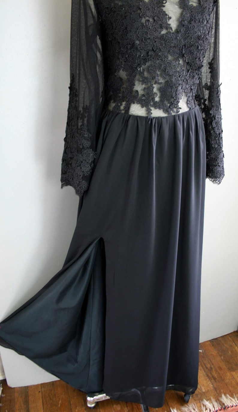 Black Lace Nude Illusion Evening Gown Size 1214 Couture